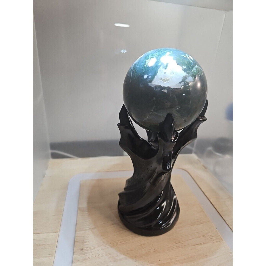 Water Grass Agate Sphere with Stand — 871g, Natural Polished Crystal Ball | CrystalCloud Company