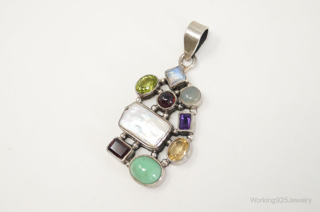 Vintage Multi Gem Sterling Silver Necklace Pendant | Jewelry > Necklaces > Pendants | Wiccan Center