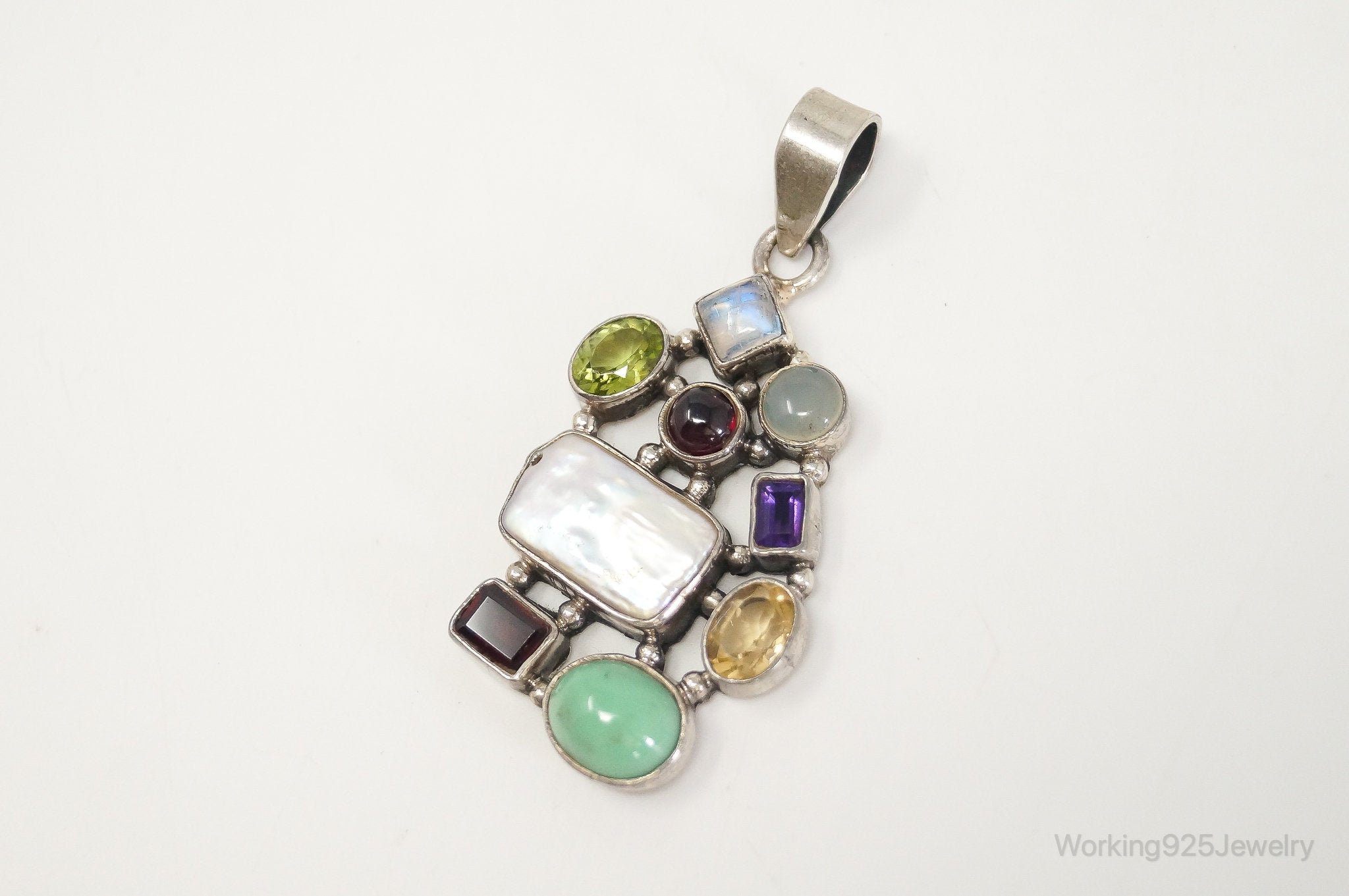Vintage Multi Gem Sterling Silver Necklace Pendant | Jewelry > Necklaces > Pendants | Wiccan Center