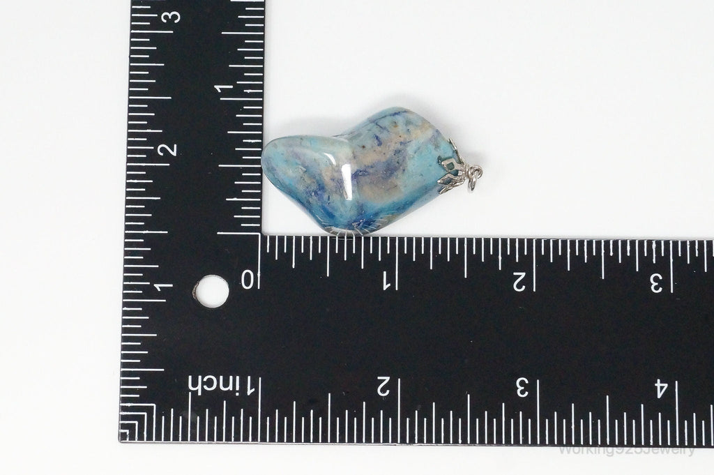 Vintage Large Blue Agate Necklace Pendant | Jewelry > Necklaces > Pendants | Wiccan Center
