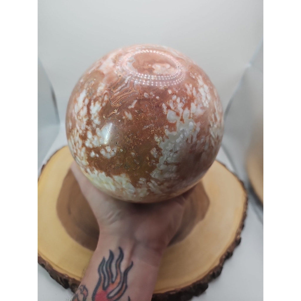 Natural Chocolate Agate Sphere - Grounding Madagascar Gem | 10.42LB | Crystal Spheres & Eggs | Wiccan Center