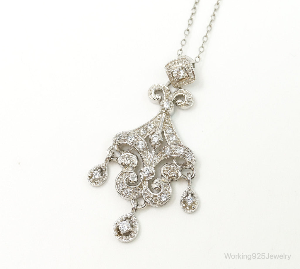 Vintage Cubic Zirconia Art Deco Sterling Silver Necklace | Jewelry > Necklaces > Pendants | Wiccan Center
