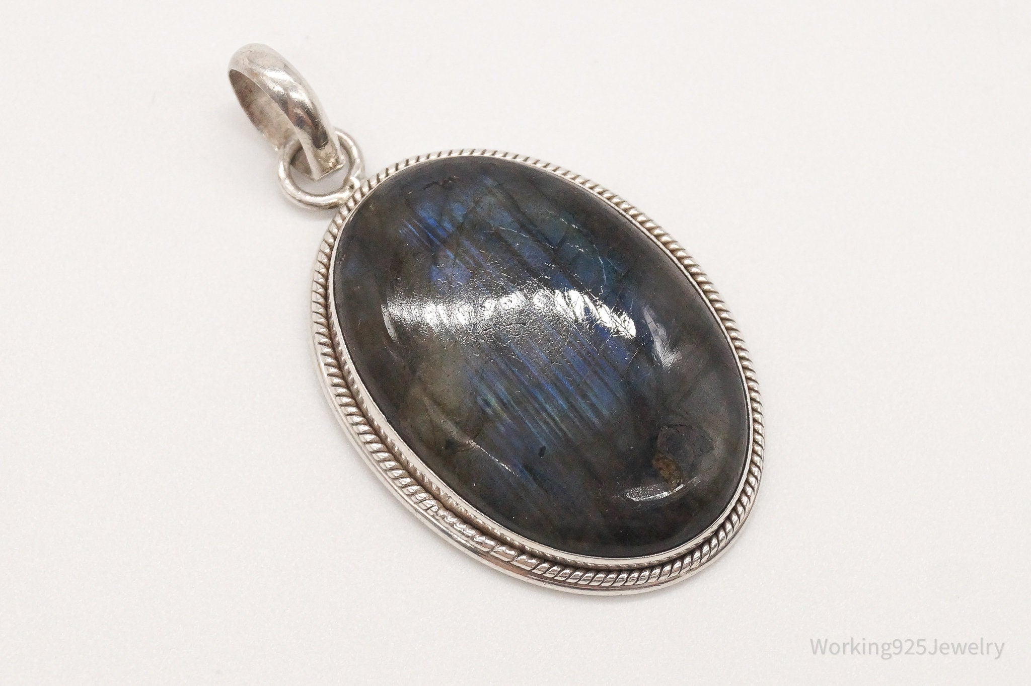 Vintage Large Labradorite Sterling Silver Pendant | Jewelry > Necklaces > Pendants | Wiccan Center