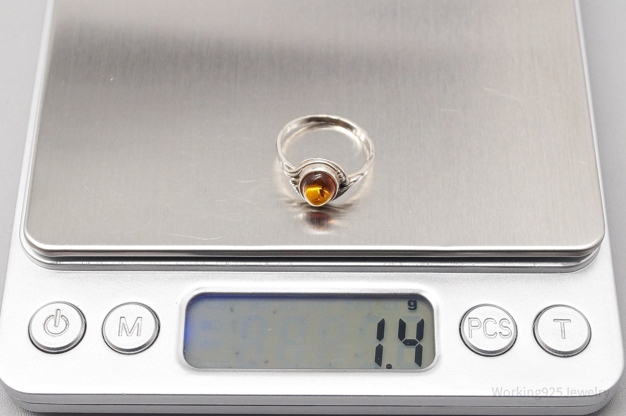 Vintage Amber Modernist Sterling Silver Ring - Size 4.75 | Jewelry > Rings | Wiccan Center