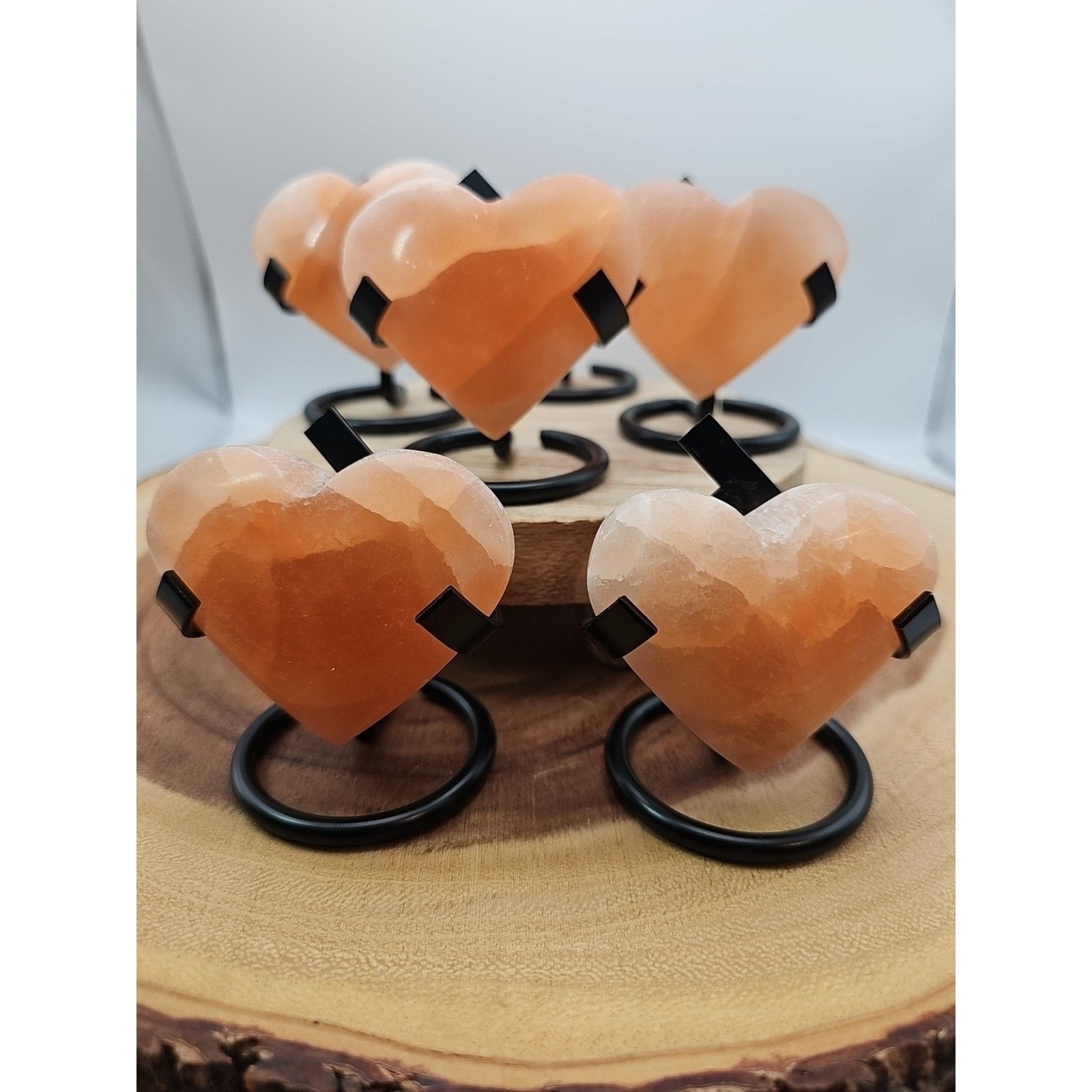 Peach Selenite Palm Stone W/stand 1each | Palm Stones & Tumbled Crystals | Wiccan Center