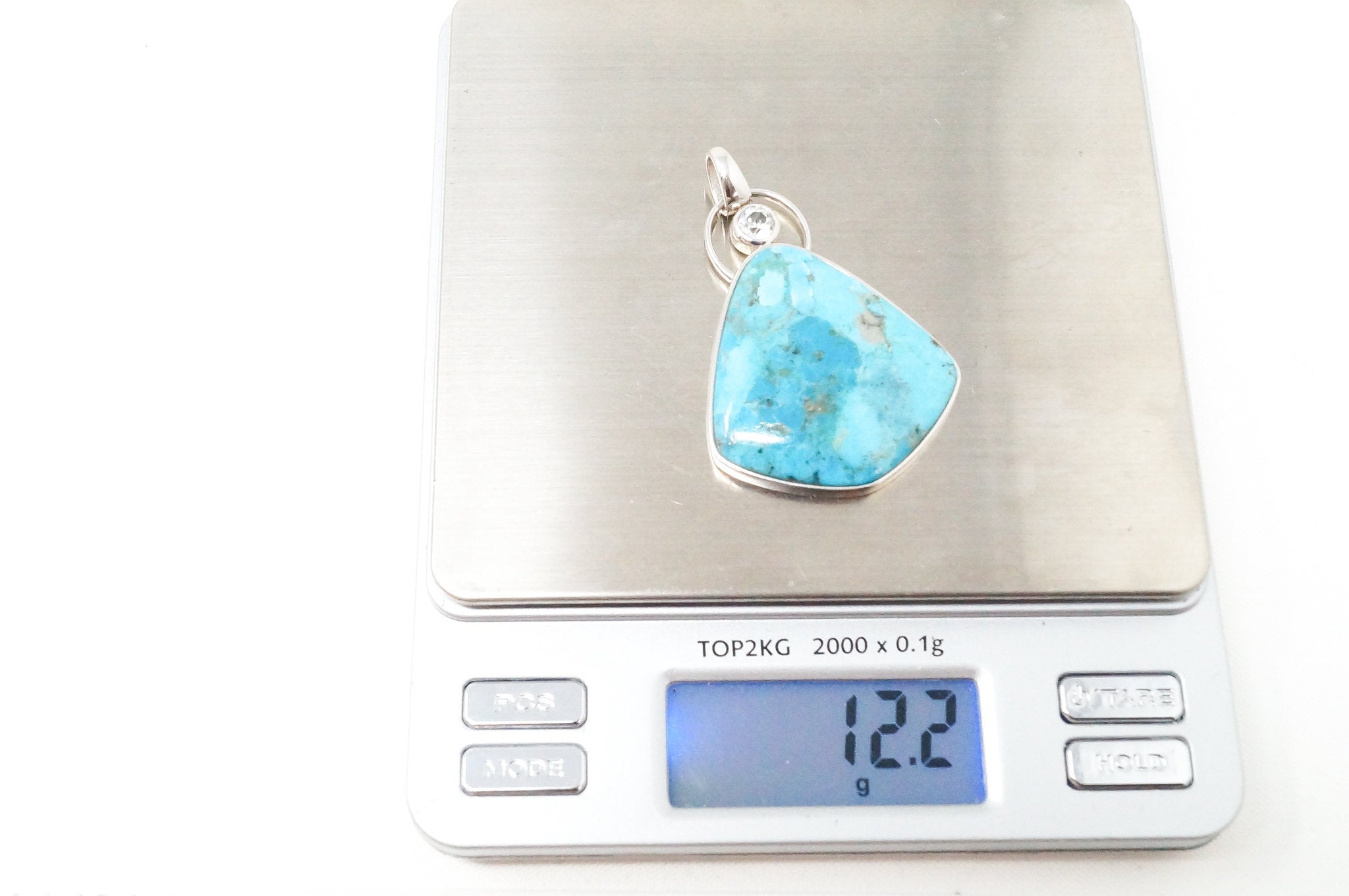 Vintage Southwest Style Mosaic Turquoise Cz Sterling Silver Necklace Pendant | Jewelry > Necklaces > Pendants | Wiccan Center