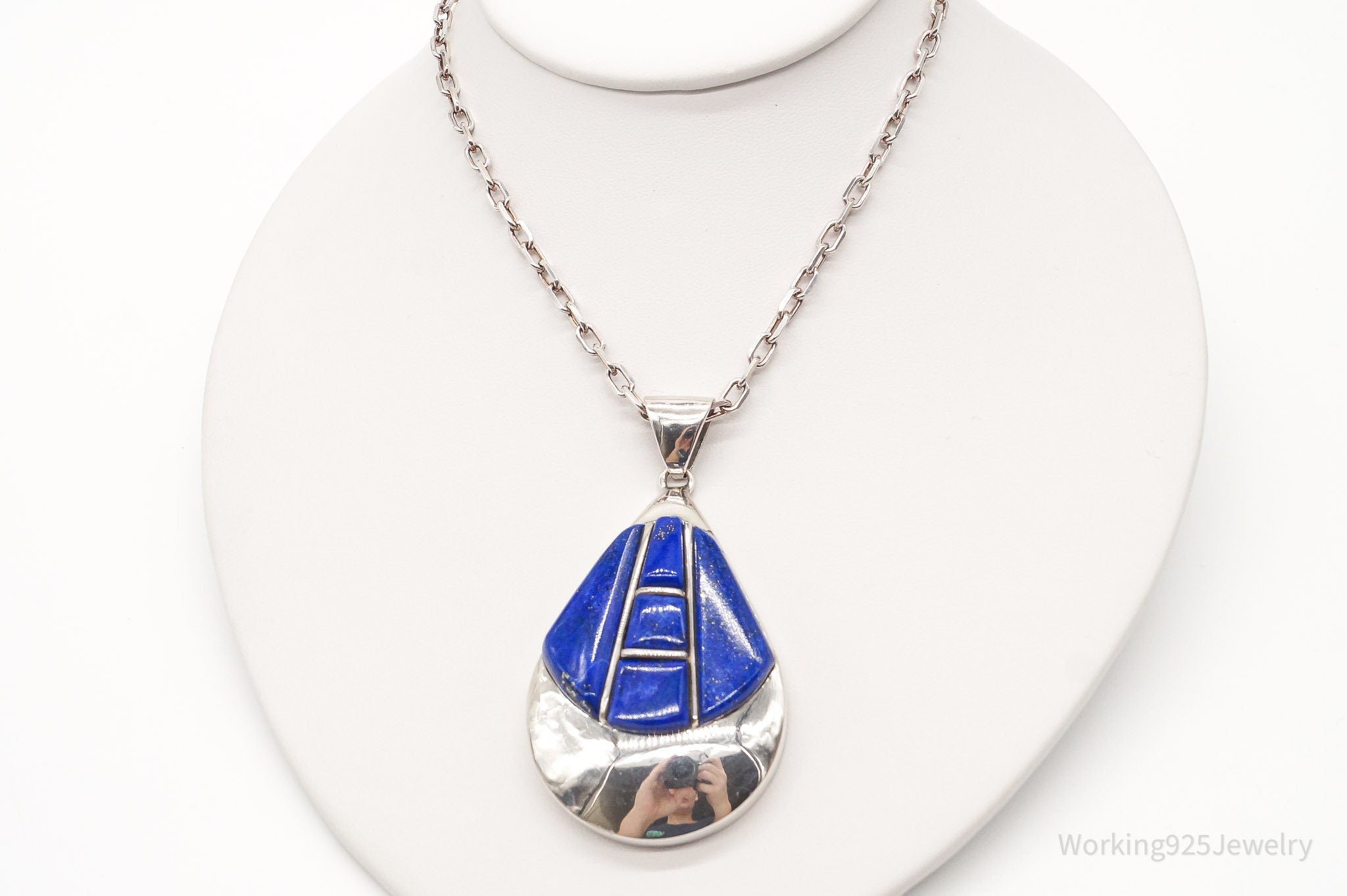 Vintage Artisan SJI Lazuli Lazuli Inlay Sterling Silver Necklace | Jewelry > Necklaces > Pendants | Wiccan Center