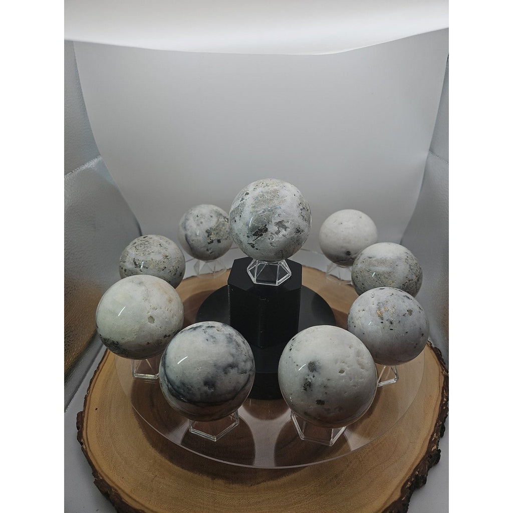 1 Each Natural Golden Pyrite & Jasper Crystal Sphere Ball Polished 55mm + | Crystal Spheres & Eggs | Wiccan Center