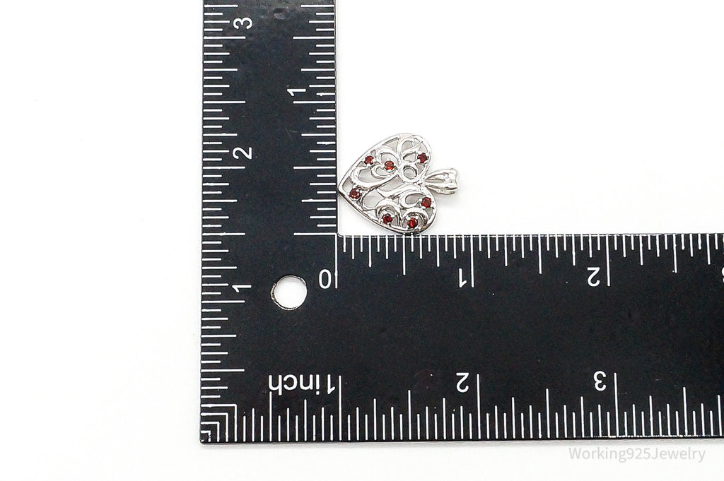 Vintage Designer CID Garnet Heart Sterling Silver Pendant | Jewelry > Necklaces > Pendants | Wiccan Center