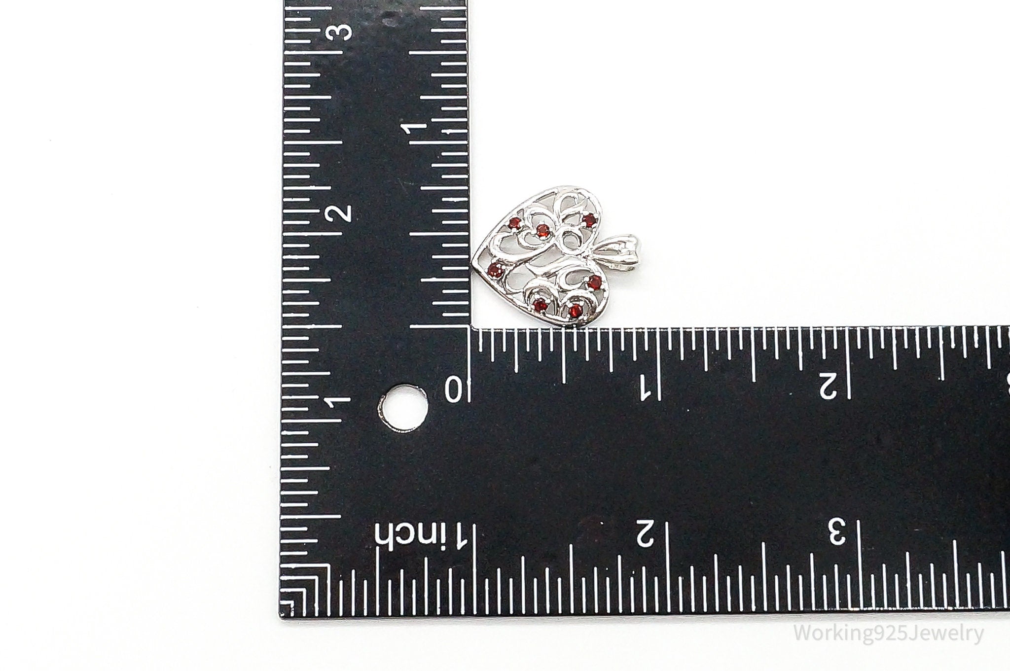Vintage Designer CID Garnet Heart Sterling Silver Pendant | Jewelry > Necklaces > Pendants | Wiccan Center