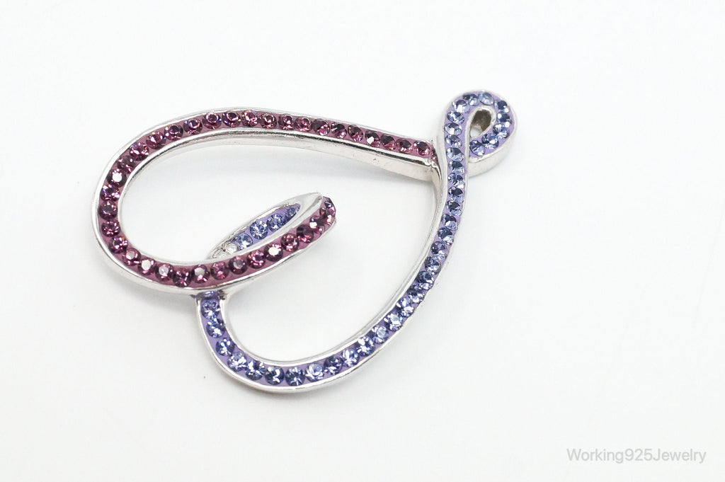 Vintage Large Pink & Purple Cubic Zirconia Sterling Silver Necklace Pendant | Jewelry > Necklaces > Pendants | Wiccan Center