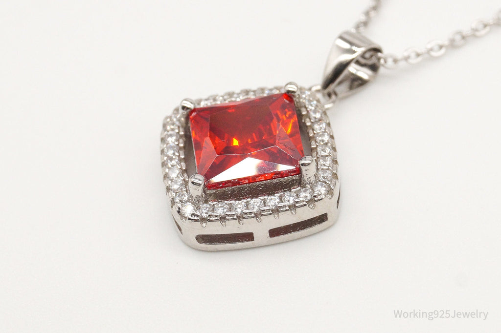 Designer Ryze Red & White Cubic Zirconia Sterling Silver Necklace | Jewelry > Necklaces > Pendants | Wiccan Center