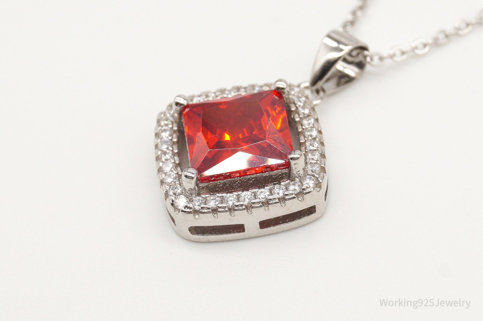 Designer Ryze Red & White Cubic Zirconia Sterling Silver Necklace | Jewelry > Necklaces > Pendants | Wiccan Center