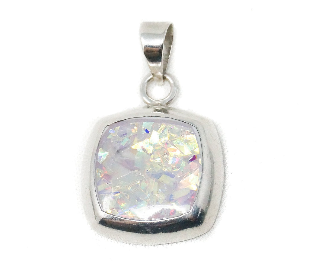 Vintage Mexico Art Deco Rainbow Foil Sterling Silver Necklace Pendant | Jewelry > Necklaces > Pendants | Wiccan Center