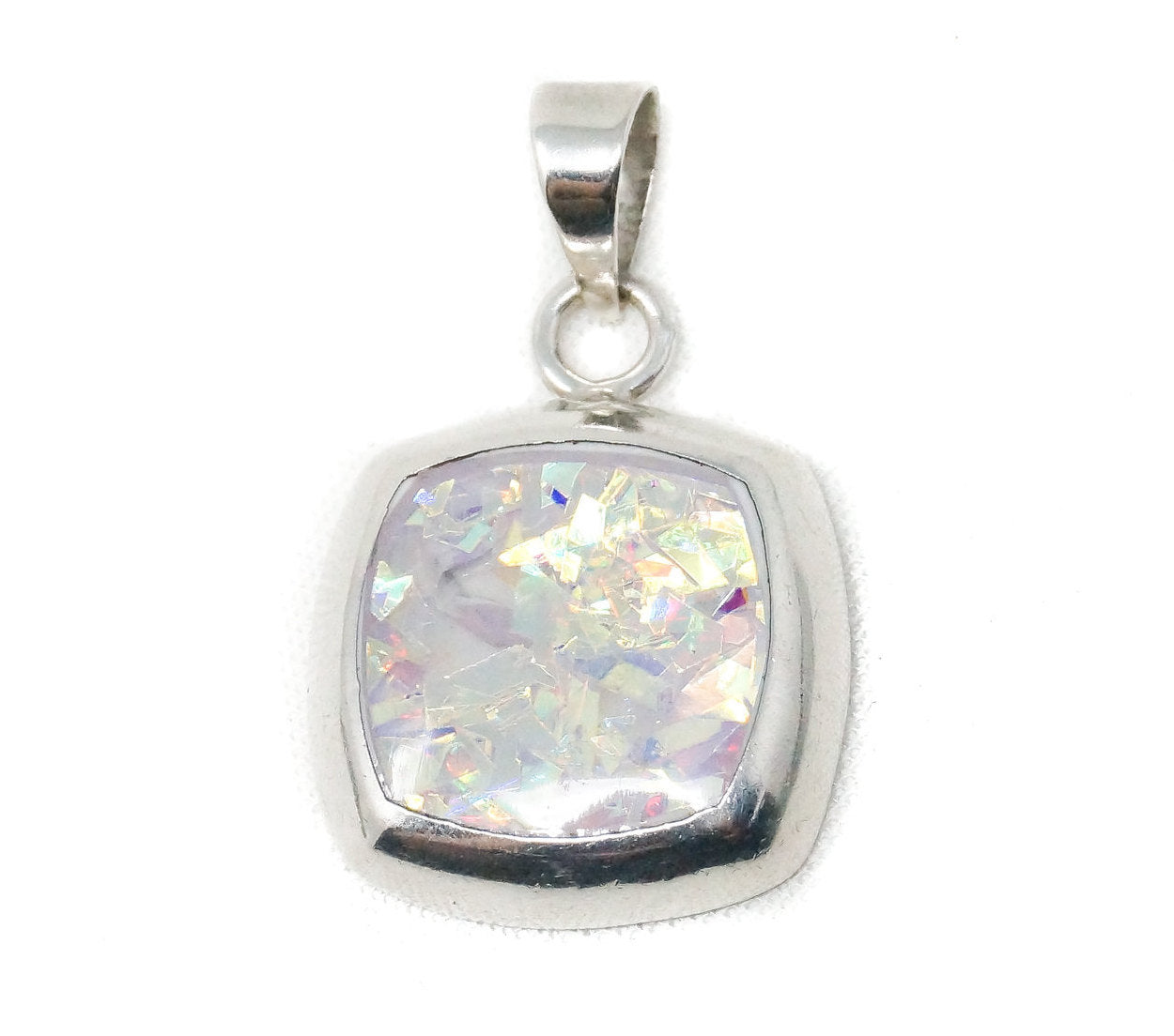 Vintage Mexico Art Deco Rainbow Foil Sterling Silver Necklace Pendant | Jewelry > Necklaces > Pendants | Wiccan Center