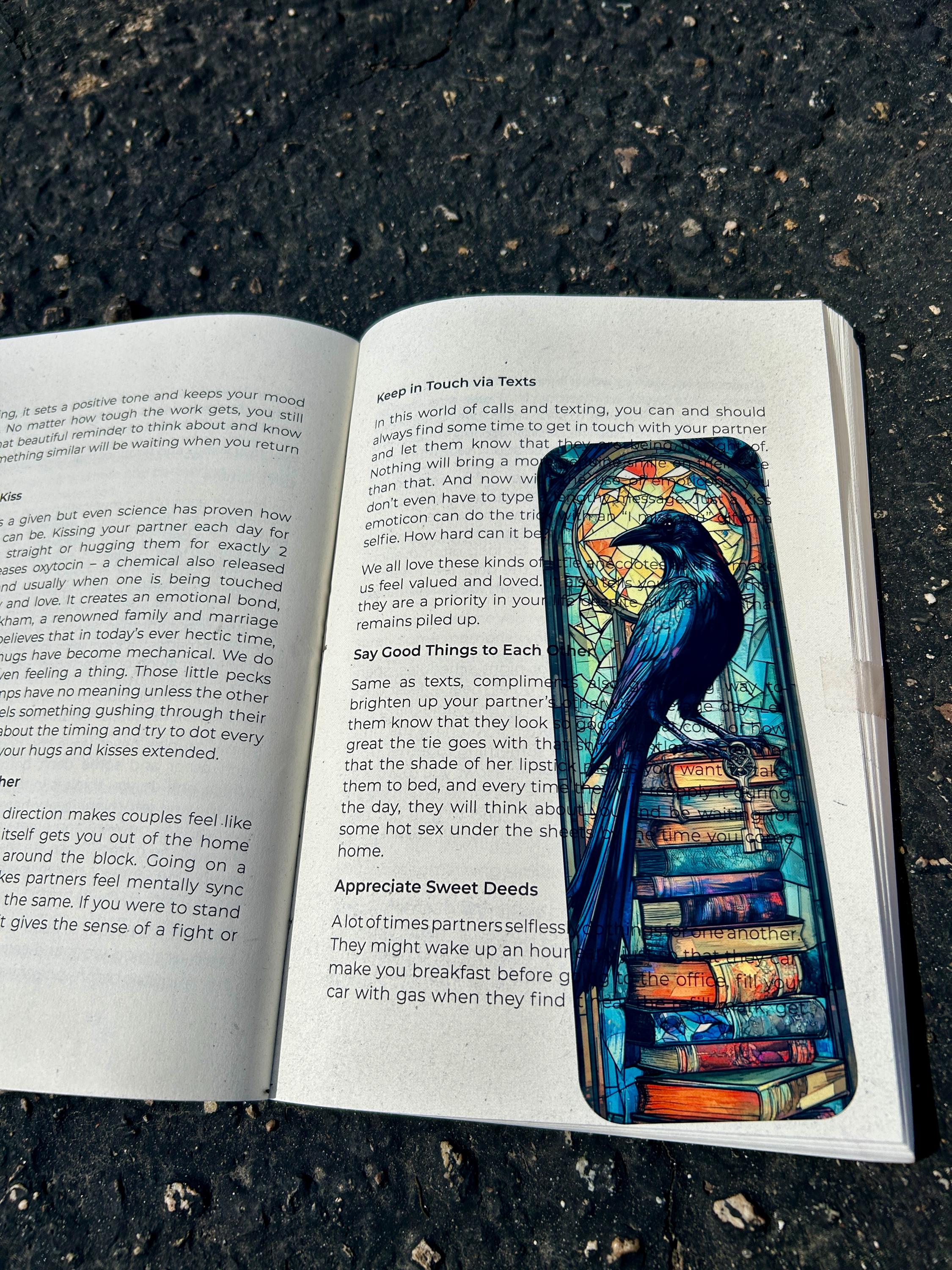 Clever Raven Library Bookmark – Stacked Books & Wise Raven Art, Literary Gothic Gift, Unique Book Lover Accessory | | Wiccan Center