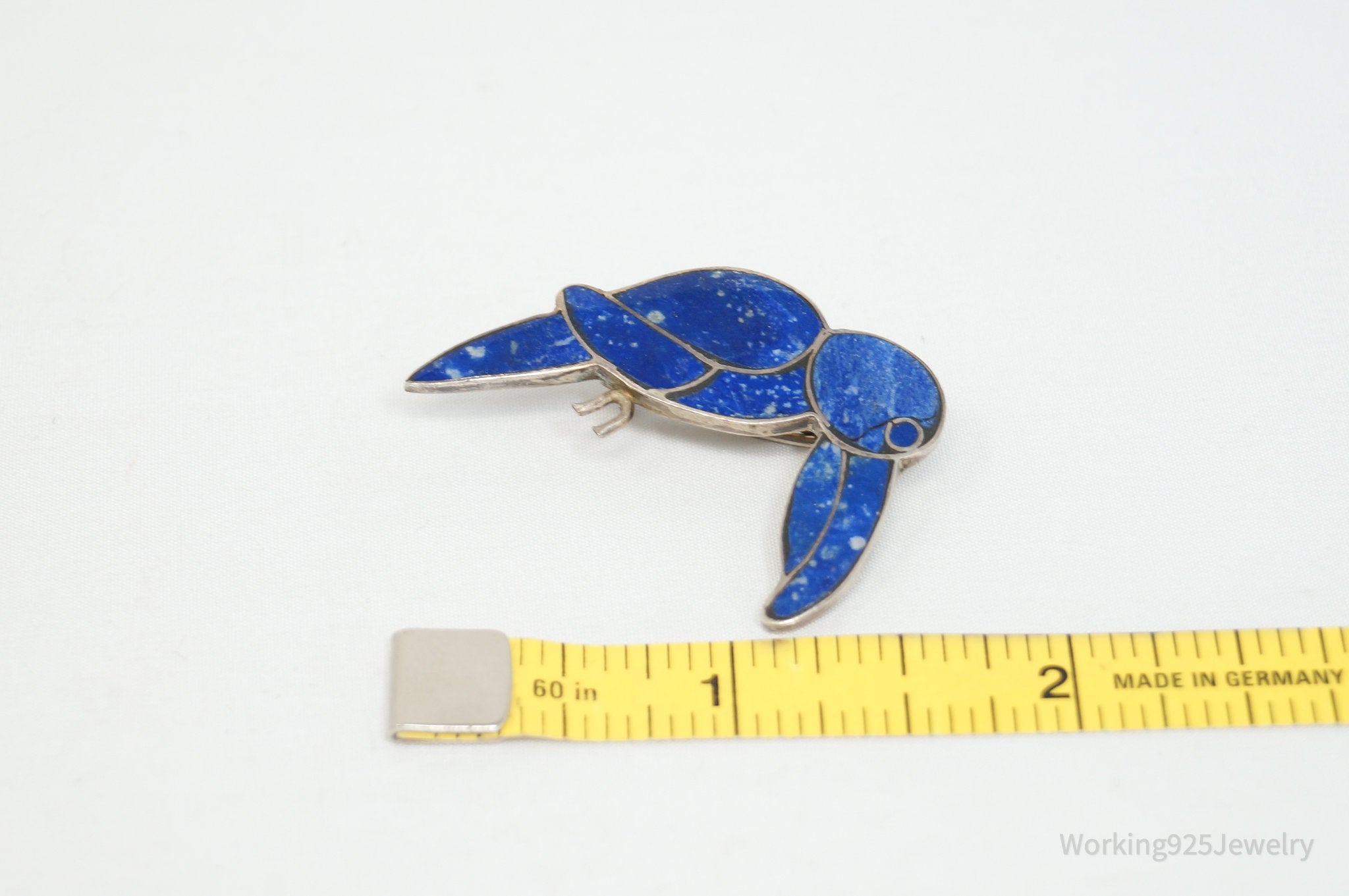 Vintage Handmade Lapis Lazuli Parrot 980 Silver Southwestern Brooch Pendant | Jewelry > Necklaces > Pendants | Wiccan Center