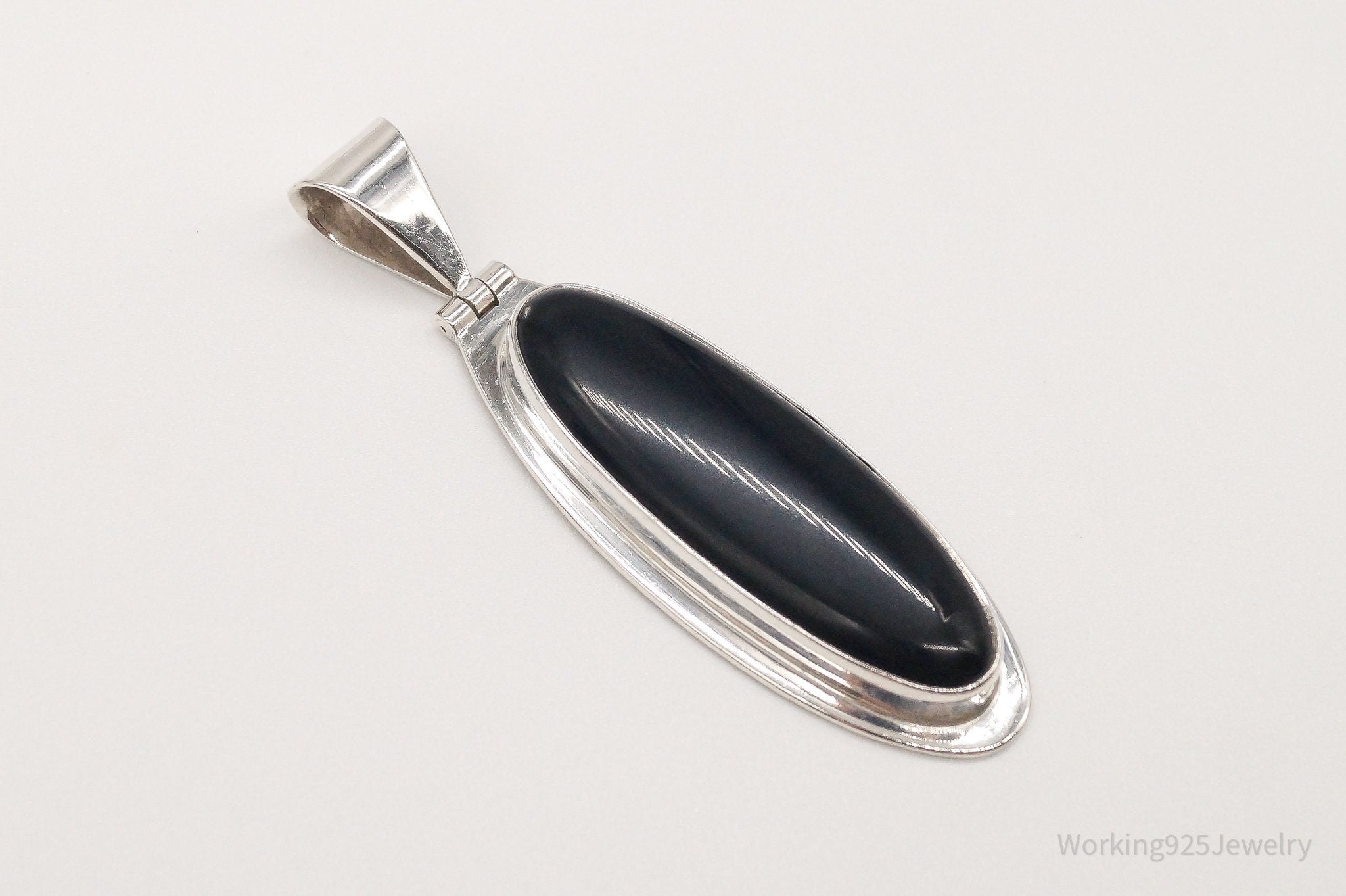 Large Vintage Mexico CII Black Onyx Sterling Silver Pendant | Jewelry > Necklaces > Pendants | Wiccan Center