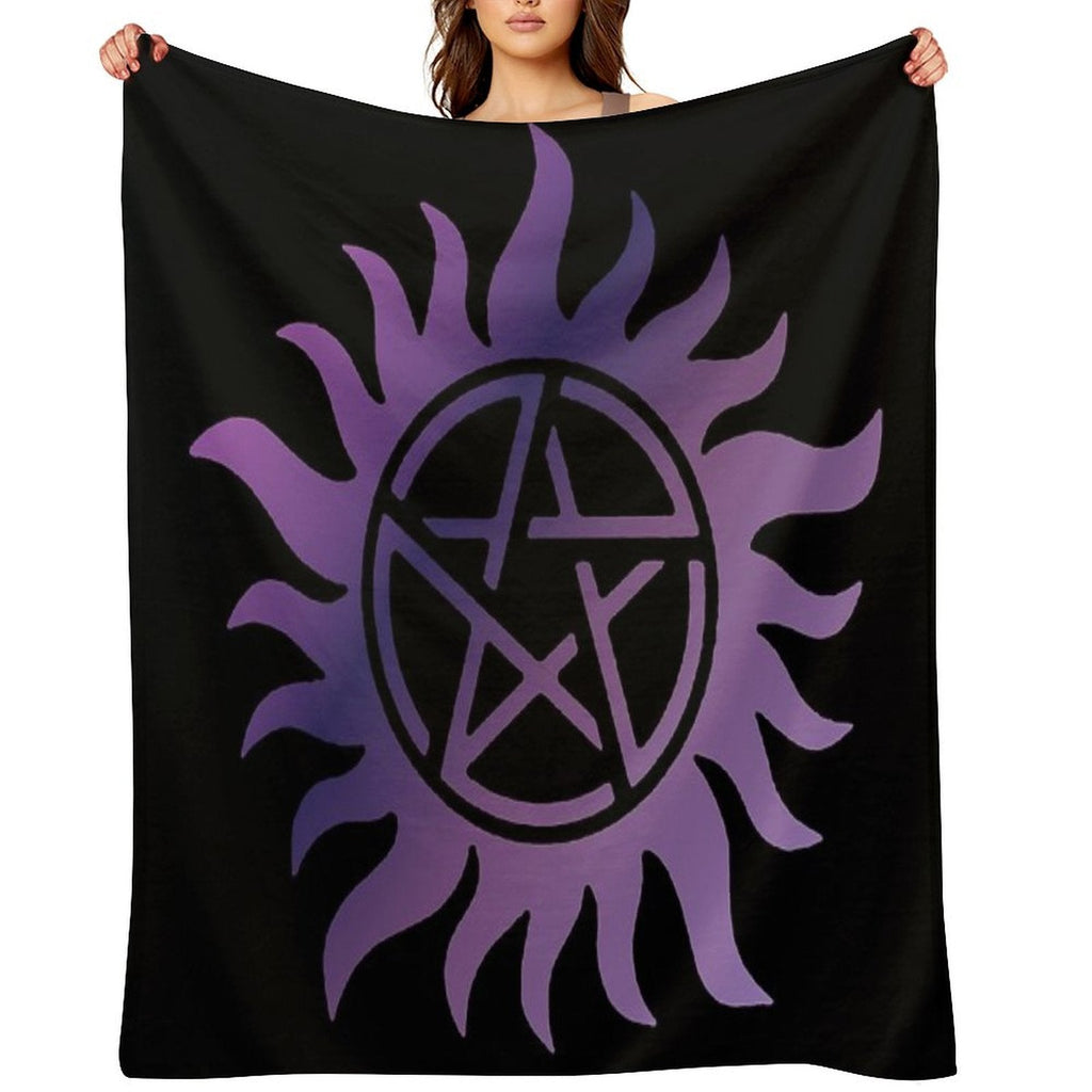 Purple Pentacle Black Comfort Throw Blanket