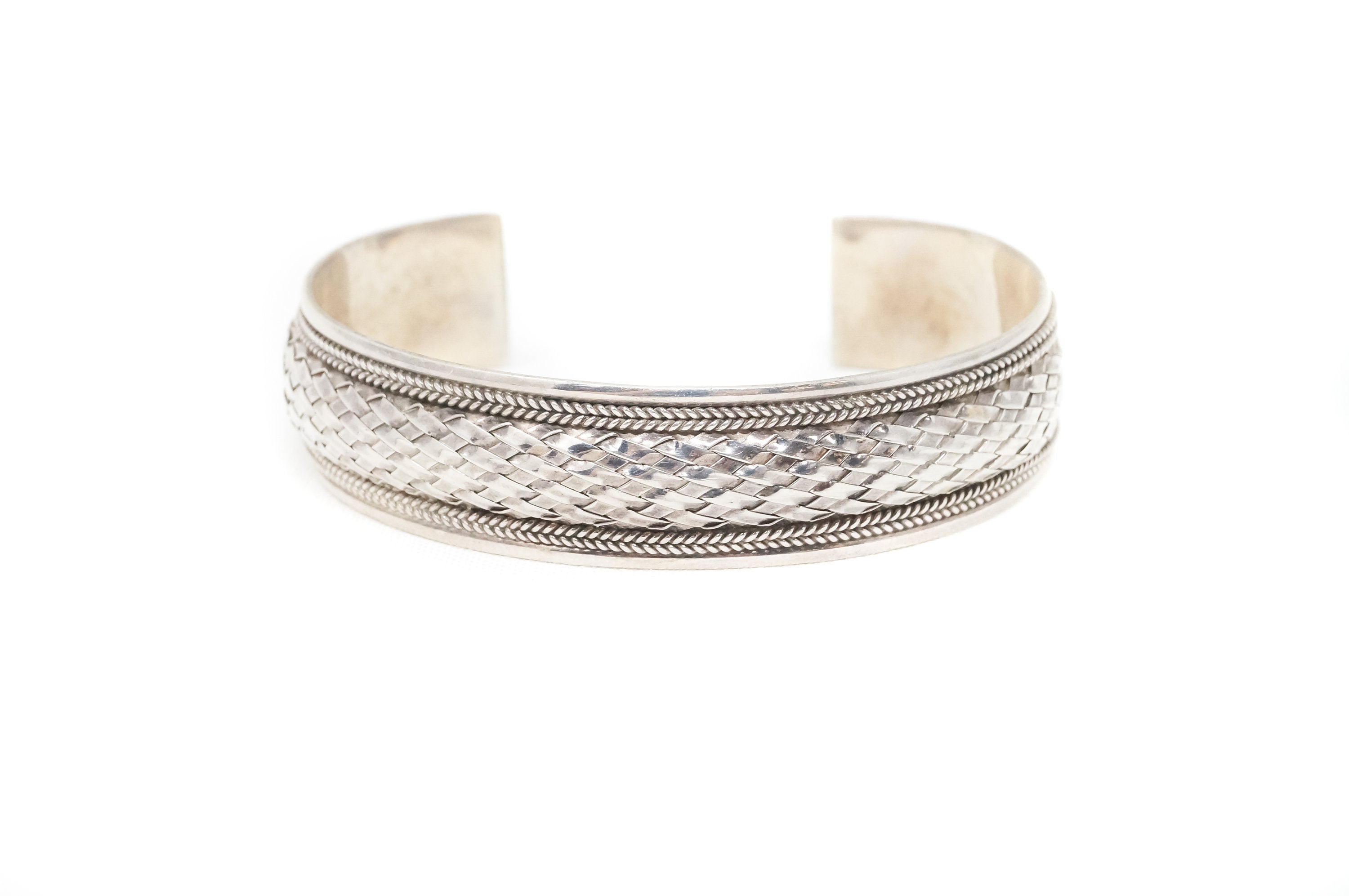 Vintage Designer FAS Basket Weave Braid Sterling Silver Southwestern Bracelet | Jewelry > Bracelets | Wiccan Center