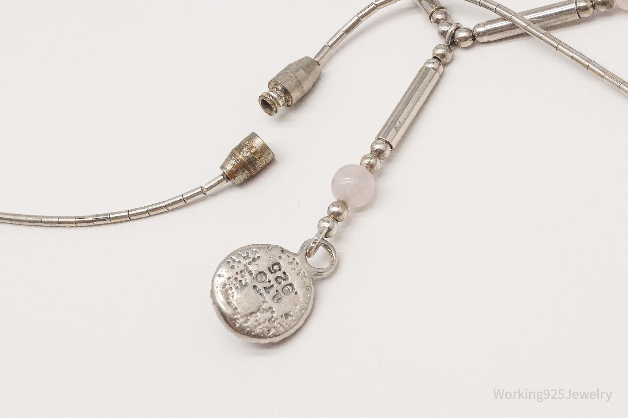 Vintage Western QT Inc Rose Quartz Sterling Silver Beaded Necklace 16" | Jewelry > Necklaces | Wiccan Center