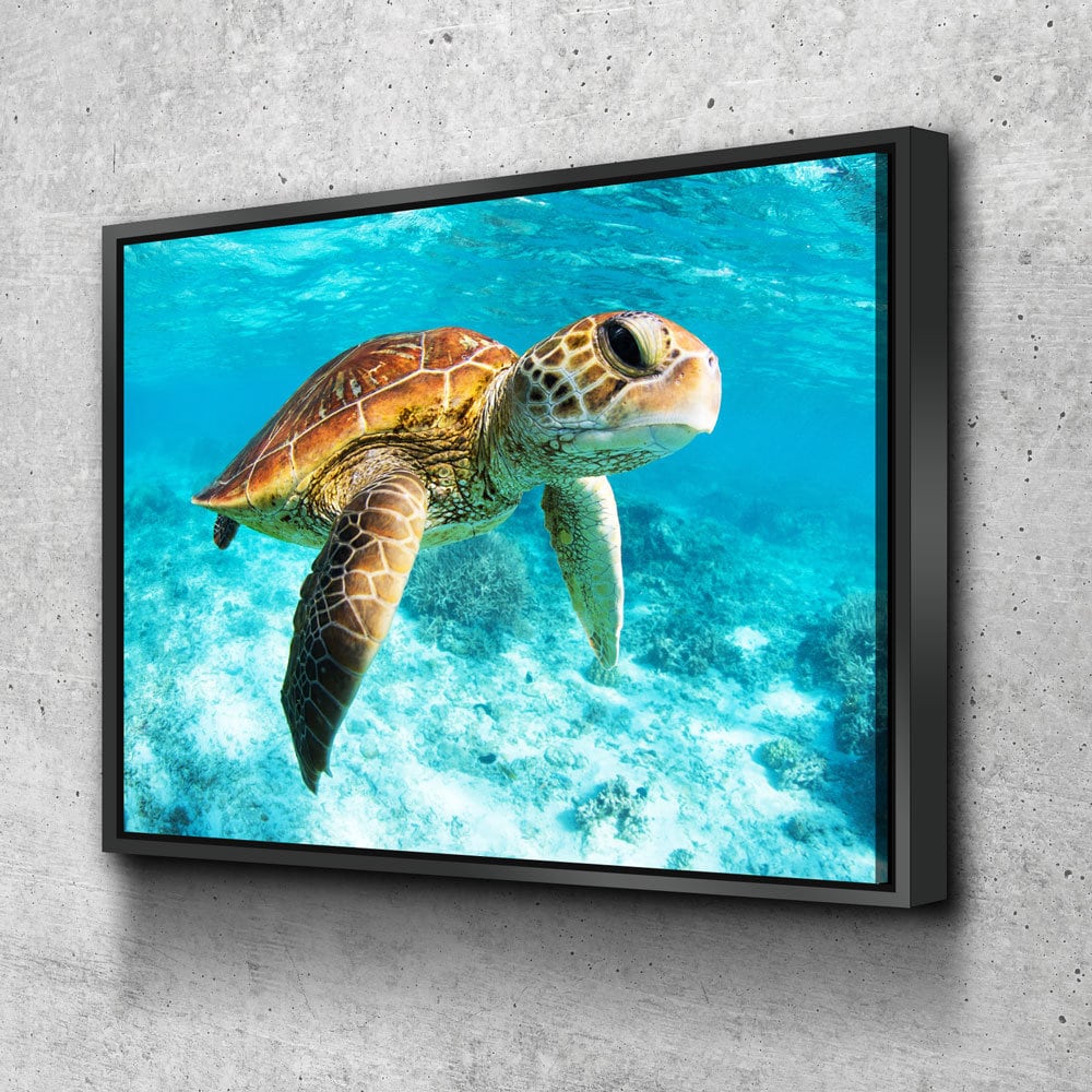 Underwater Sea Turtle Canvas Wall Art, Sea Turtle Canvas, Turtle Decor, Chelonioidea | Wall Art | Wiccan Center