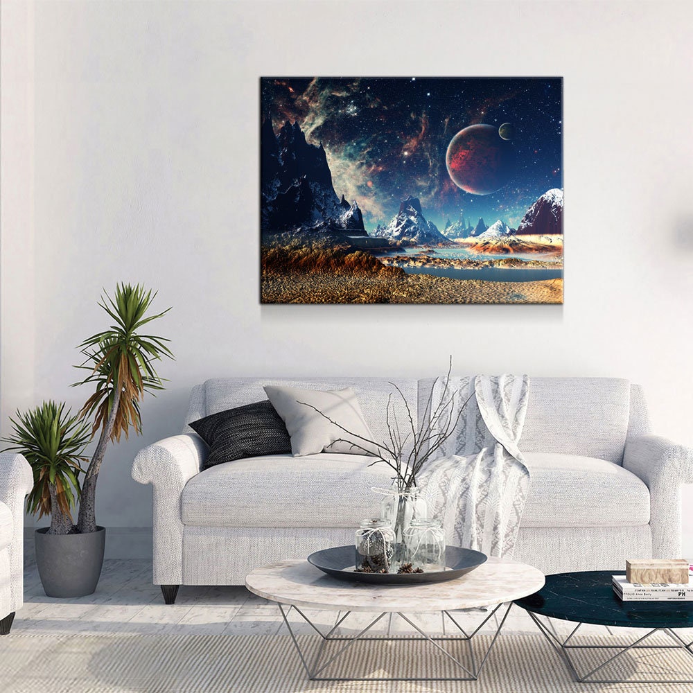 Alien Planet Canvas Wall Art, Mars, UFO Decor, Alien Decor, Extraterrestrial Art, Outer Space, ET, Sci-fi, Scifi, Sci fi, Aliens | Wall Art | Wiccan Center