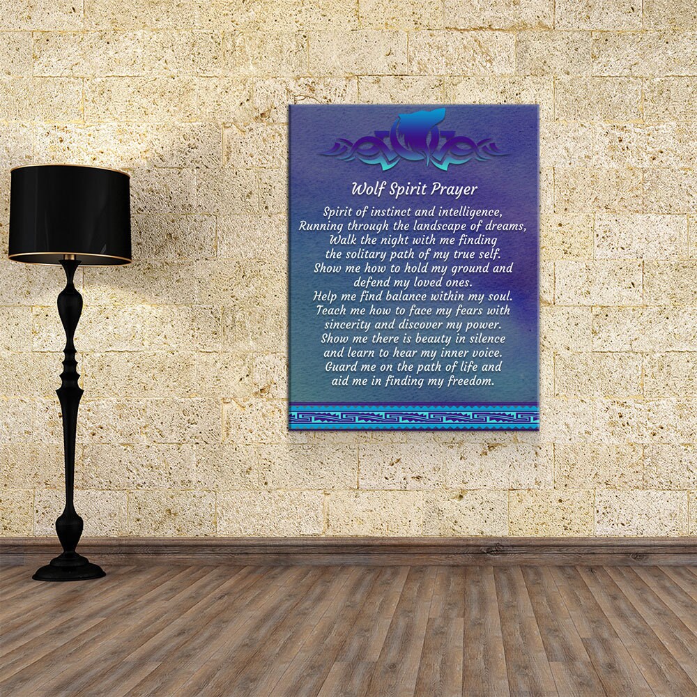 Wolf Spirit Prayer Canvas Wall Art, Wolf Decor, Wolf Prayer, Wolf Spirt, Native American Indian Decor, Spirit of instinct and intelligence | Wall Art | Wiccan Center