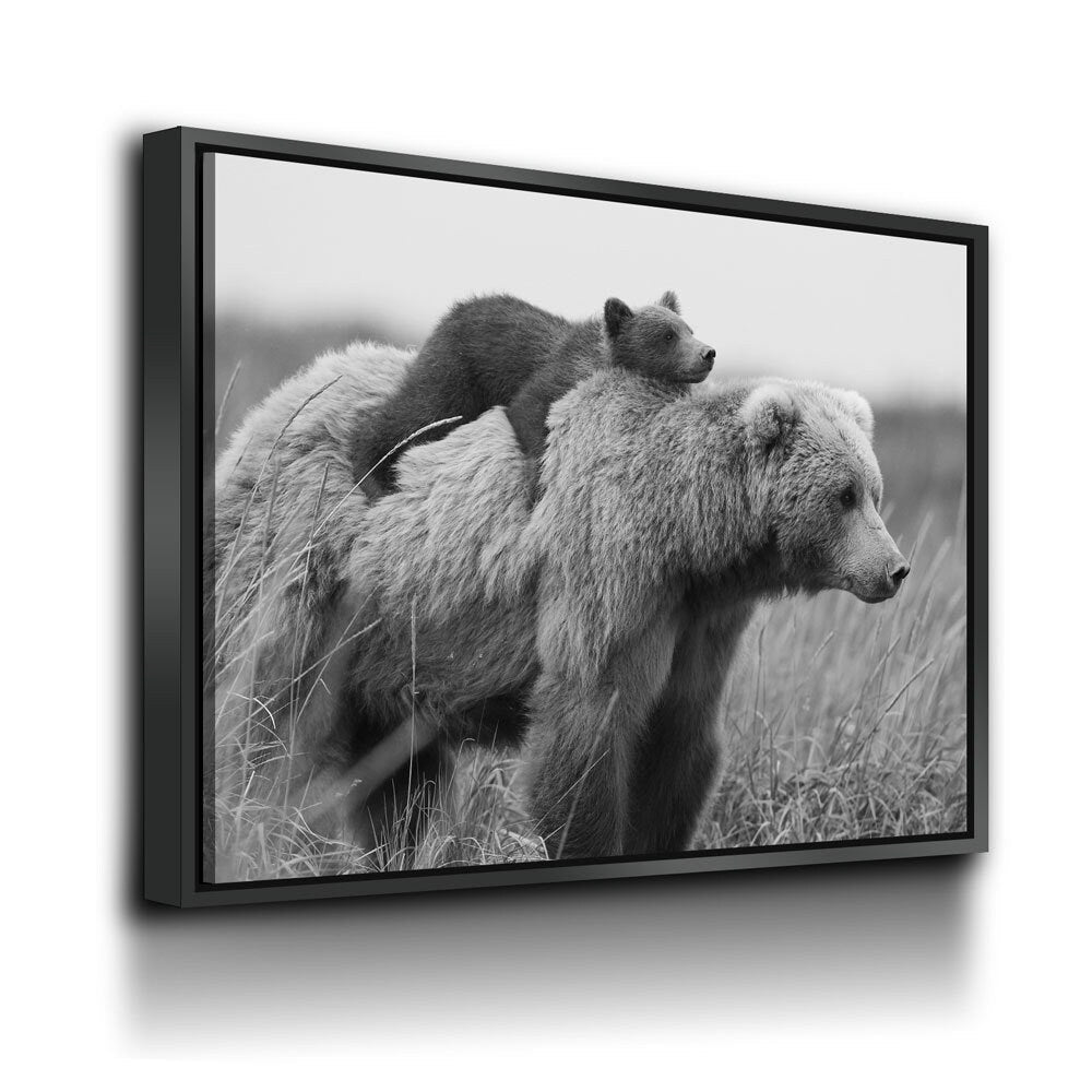 Bear & Cub Canvas Wall Art, Bear Cub And Momma Bear Decor, Wilderness, Wildlife, Nature Artwork, Grizzly Bear | Wall Art | Wiccan Center