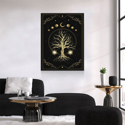 Magical Sacred Tree Canvas Wall Art, Moon Phase Art, Celestial, Esoteric, Boho Style Art, Astrology, Tarot Reader Canvas | Wall Art | Wiccan Center