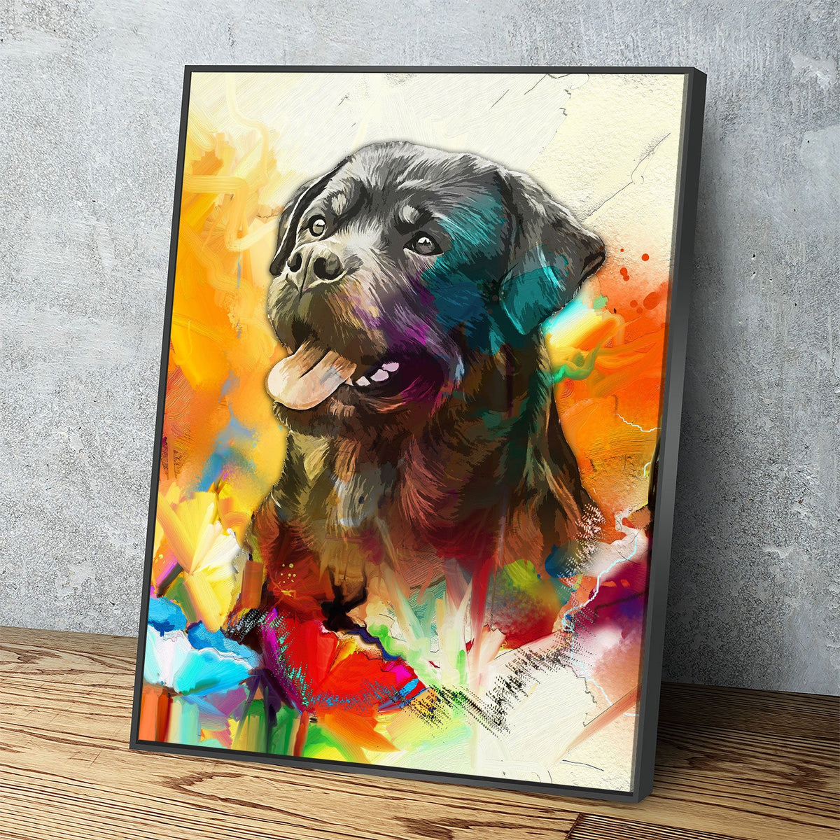Rottweiler Canvas Wall Art, Abstract Rottweiler Print, Canvas Wall Decor, Home Office Dog Decor, Abstract Rottweiler 2 | Wall Art | Wiccan Center