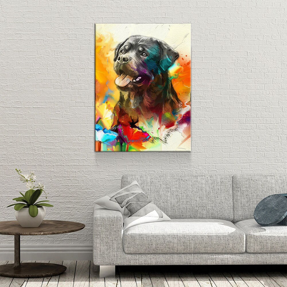 Rottweiler Canvas Wall Art, Abstract Rottweiler Print, Canvas Wall Decor, Home Office Dog Decor, Abstract Rottweiler 2 | Wall Art | Wiccan Center