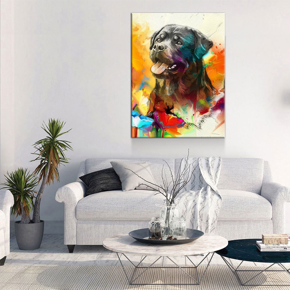 Rottweiler Canvas Wall Art, Abstract Rottweiler Print, Canvas Wall Decor, Home Office Dog Decor, Abstract Rottweiler 2 | Wall Art | Wiccan Center