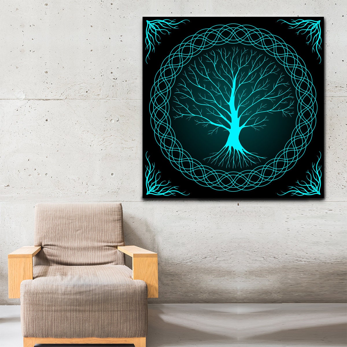 Tree Of Life Wall Art Canvas, Tree Of Life Decor, Tree Of Life gift, Blue Tree Of Life, Square Wall Art, Tree Art | Wall Art | Wiccan Center
