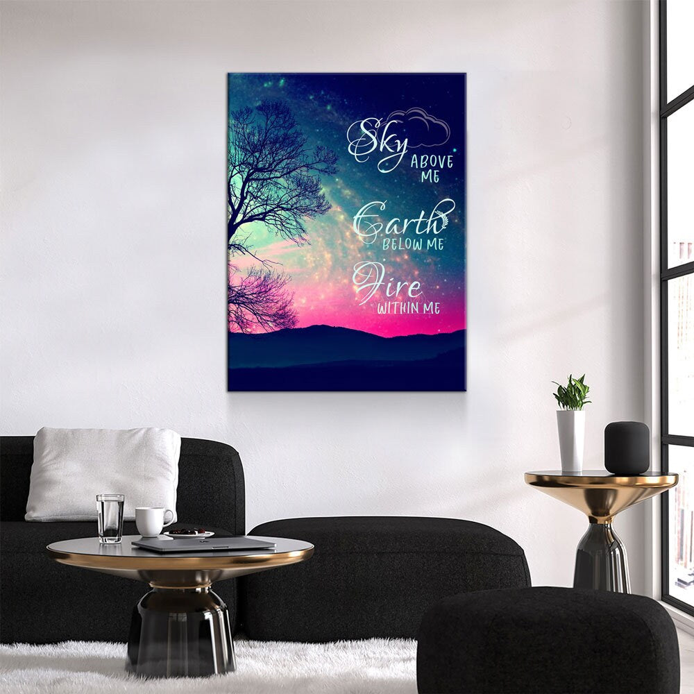 Fire Within Me Canvas Wall Art, Wiccan Decor, Wiccan Art, Sky Above Me, Earth Below Me, Fire Within Me, Spiritual Quote | Wall Art | Wiccan Center