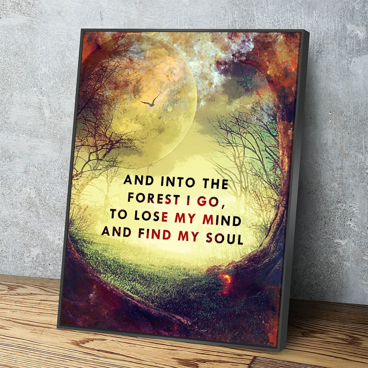 And Into The Forest I Go Canvas Wall Art, Wiccan Decor, Wiccan Art, Spiritual Quote, Wiccan Moon, To Lose My Mind And Find My Soul | Wall Art | Wiccan Center