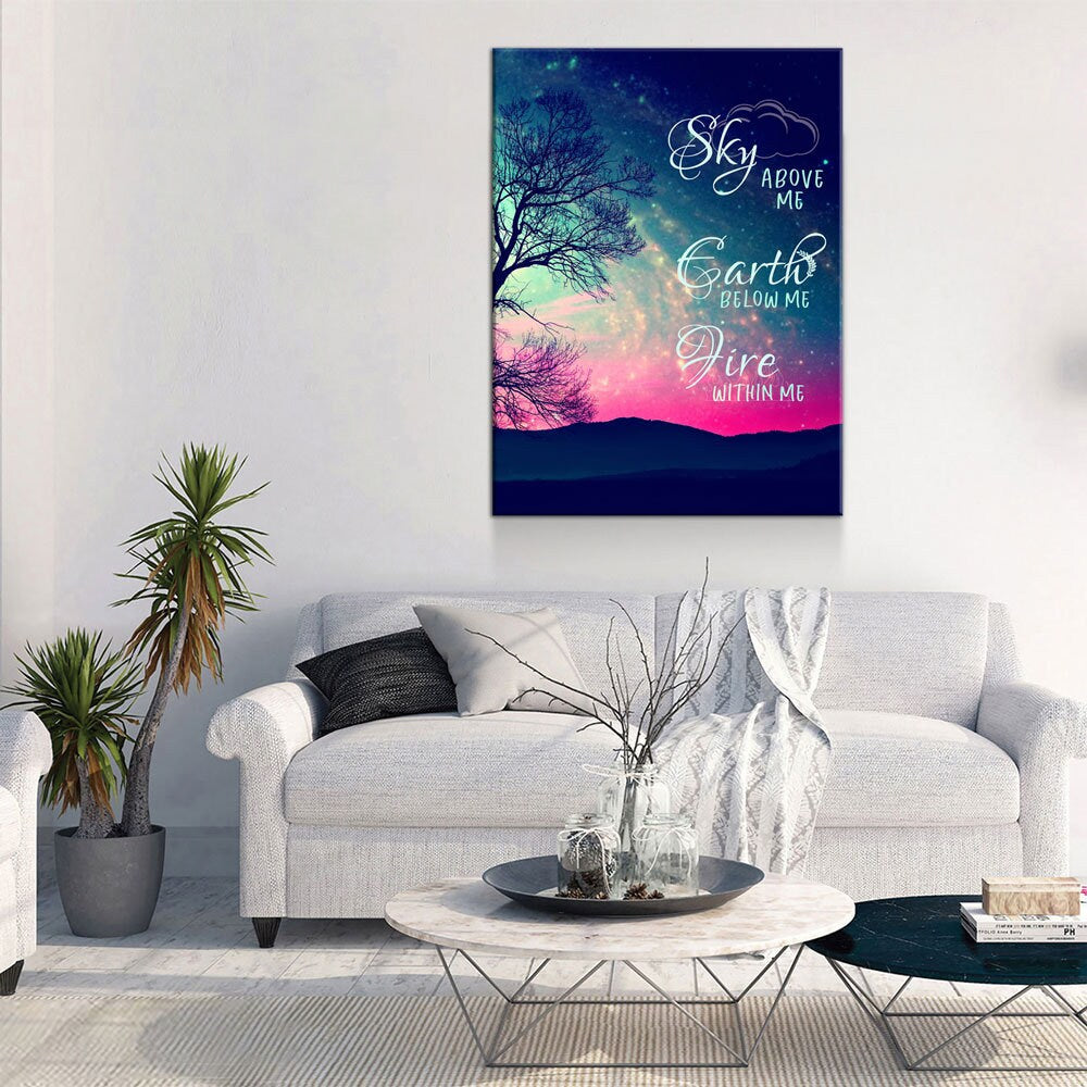 Fire Within Me Canvas Wall Art, Wiccan Decor, Wiccan Art, Sky Above Me, Earth Below Me, Fire Within Me, Spiritual Quote | Wall Art | Wiccan Center