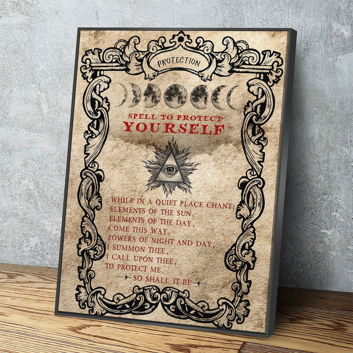 Spell To Protect Canvas Wall Art, Spell To Protect Yourself, Wiccan Decor, Banish Bad Energy, Wiccan Art, Protection Spell, Spirit Art | Wall Art | Wiccan Center