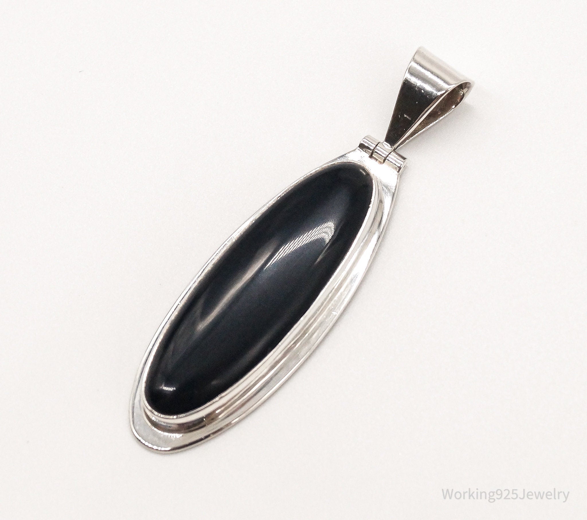 Large Vintage Mexico CII Black Onyx Sterling Silver Pendant | Jewelry > Necklaces > Pendants | Wiccan Center