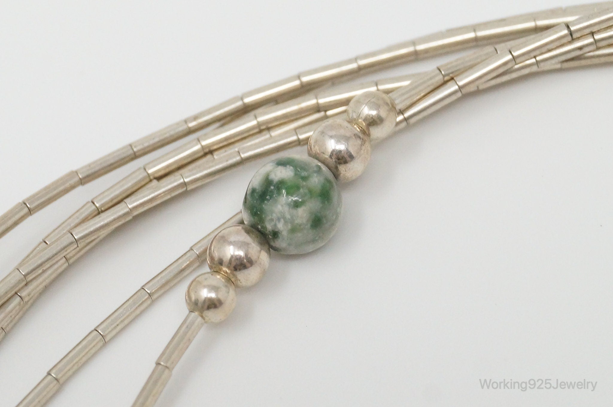 Vintage Native American Unsigned Green Spot Jasper Sterling Silver Necklace | Jewelry > Necklaces > Pendants | Wiccan Center