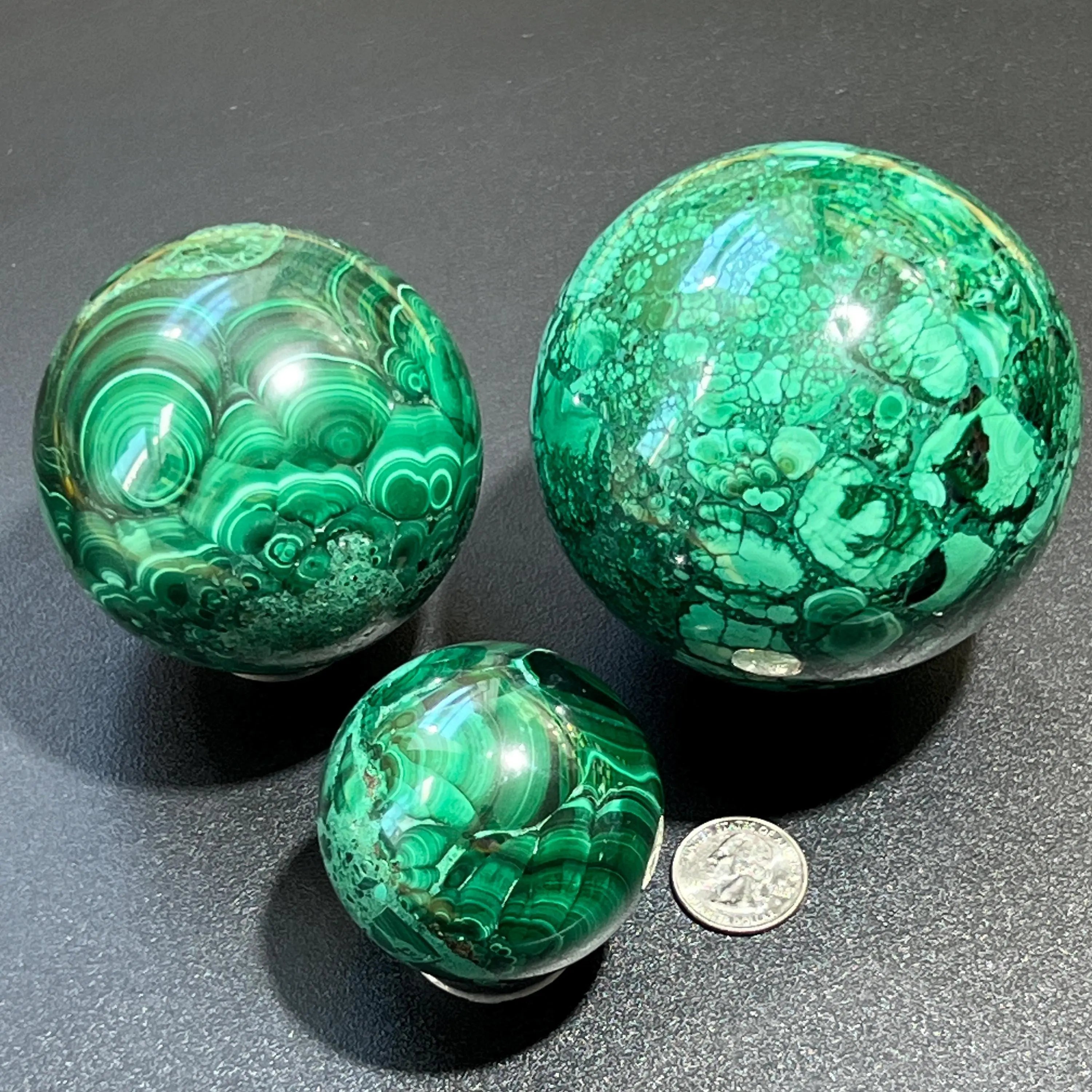 Malachite Spheres (3 Sizes)(5-10 CM) Large Polished Carving | Home & Living > Home Decor > Home Accents > Rocks & Geodes | Wiccan Center