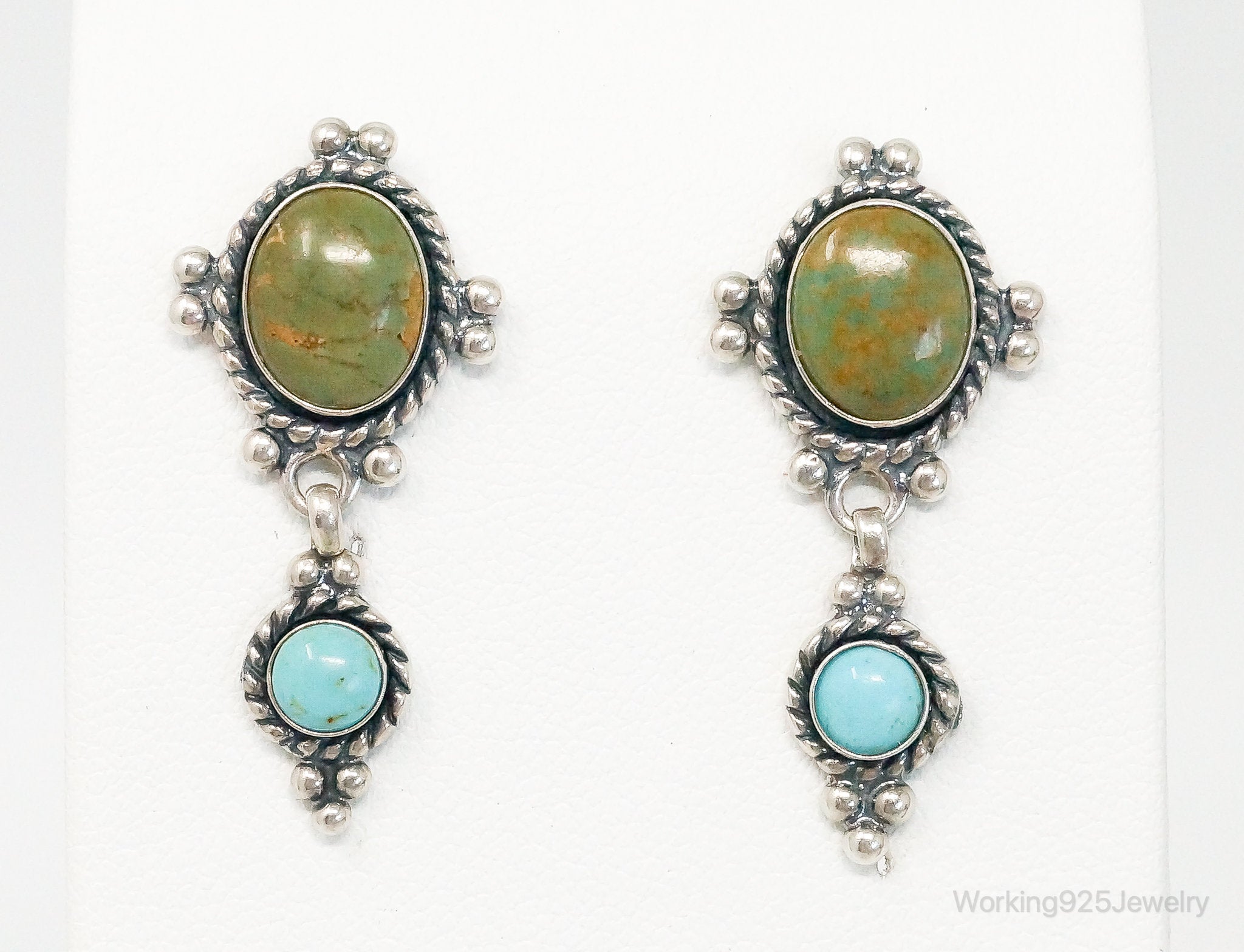 Vintage Native American QT Quoc Turquoise Sterling Silver Earrings | Jewelry > Earrings | Wiccan Center