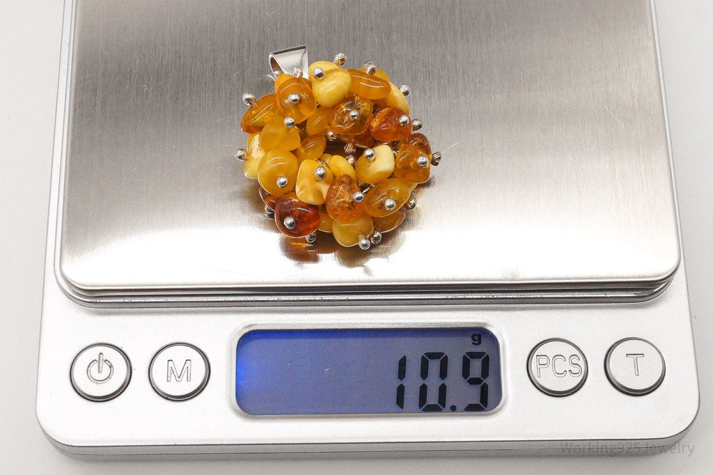 Vintage Amber Modernist Sterling Silver Pendant | Jewelry > Necklaces > Pendants | Wiccan Center