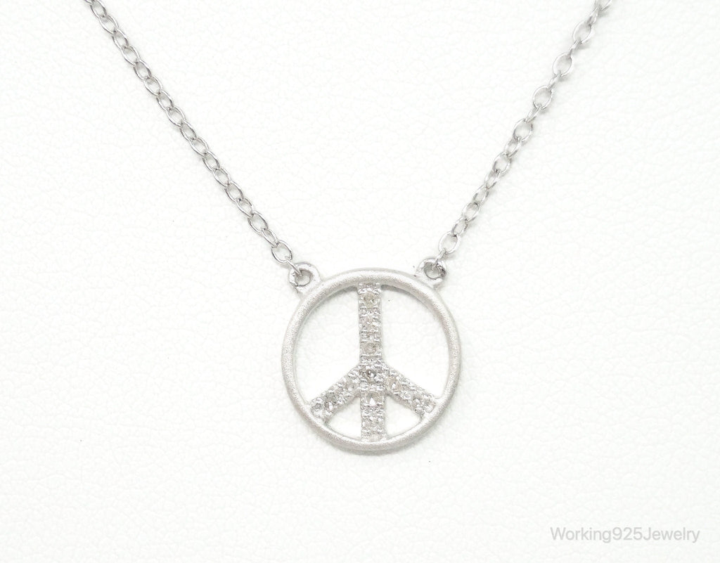 Vintage Cubic Zirconia Peace Sign Sterling Silver Necklace | Jewelry > Necklaces > Pendants | Wiccan Center