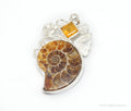 Vintage Large Ammonite Fossil Shell Citrine Sterling Silver Necklace Pendant | Jewelry > Necklaces > Pendants | Wiccan Center
