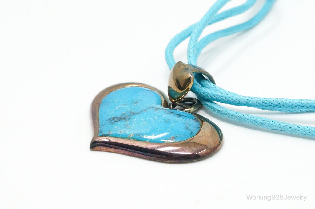 Designer SX Turquoise Heart Sterling Silver Cord Necklace | Jewelry > Necklaces > Pendants | Wiccan Center