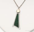Vintage Moonstone Green Druzy Quartz Modernist Sterling Silver Necklace | Jewelry > Necklaces > Pendants | Wiccan Center
