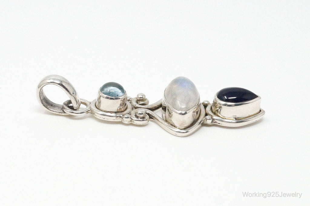 Vintage Blue Topaz Amethyst Moonstone Sterling Necklace Pendant | Jewelry > Necklaces > Pendants | Wiccan Center
