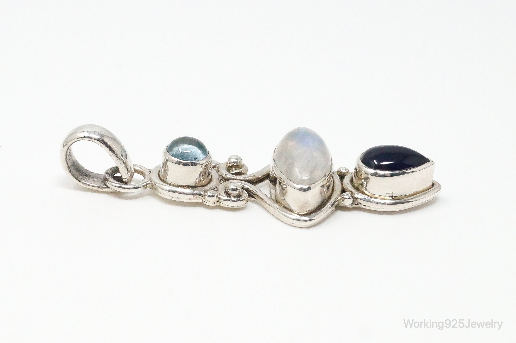 Vintage Blue Topaz Amethyst Moonstone Sterling Necklace Pendant | Jewelry > Necklaces > Pendants | Wiccan Center