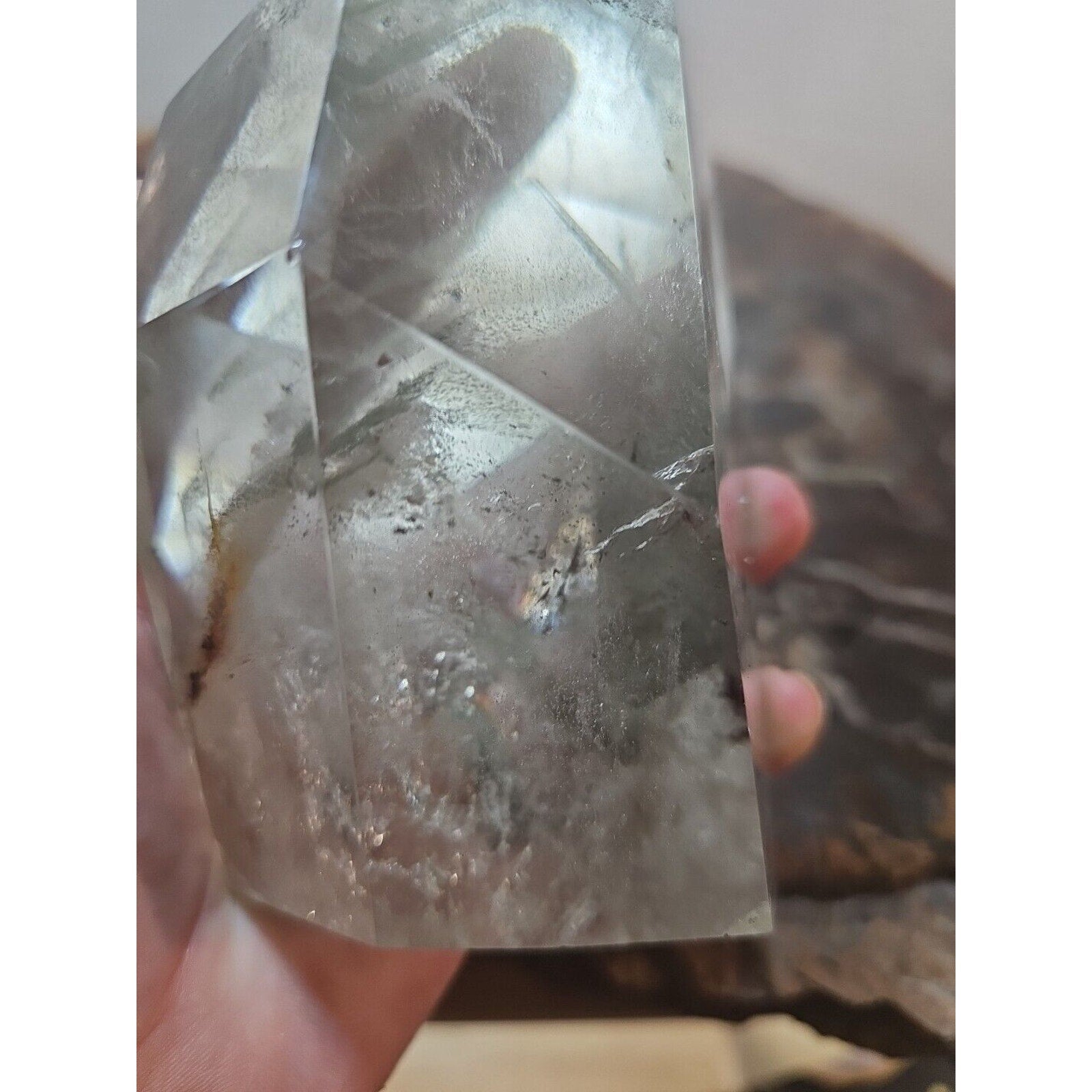 Green Ghost Phantom Quartz Crystal Obelisk — 2.7 lbs, Madagascar | CrystalCloud Company
